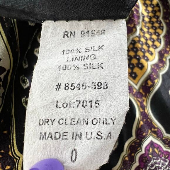 Anthro Nell Couture Y2K Dress 0 XS Black Cream Silk Dashiki Floral Boho Chic - Picture 12 of 12